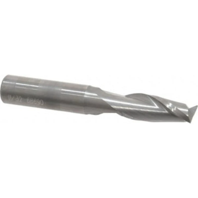 OSG 11/32, 7/8 LOC, 3/8 Shank Diam, 2-1/2 OAL, 2 Flute, Solid Carbide Square End Mill Single End, Uncoated, Spiral Fl...